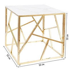 Квадратний журнальний столик зі скла з ефектом білого мармуру Escada B II 55х55см для офісу в стилі модерн