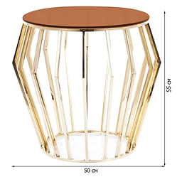 Маленький журнальний столик зі скла і металу Signal Ariana B 50х55см золотий для вітальні модерн