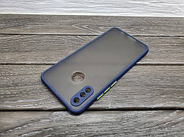 Матовий чохол бампер для Huawei P Smart Plus синій протиударний захист камери