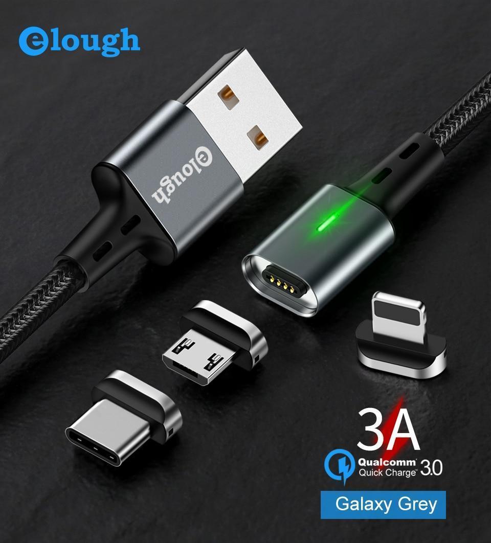 Магнитный кабель магнитная зарядка Elough 3А Lightning (iphone) 100см 1м Вишневый - фото 7 - id-p1051192232