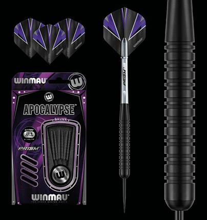 Стильні матові дротики дартс із латуні Apolaypse Winmau Англія + запасні хвостовики, фото 2