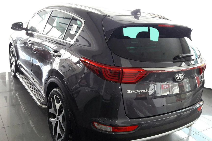 Бокові пороги,підніжки Maydos V2 (2 шт., алюміній -2023 нерж) для мод. Kia Sportage 2015-2021 рр.