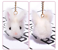 Кролик брелок норковий білий, рожевий, сірий.