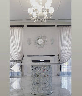 Кругле дзеркало настінне Casa Verdi Sun 74 см срібло . З Рамою МДФ, розмір дзеркала 26 см