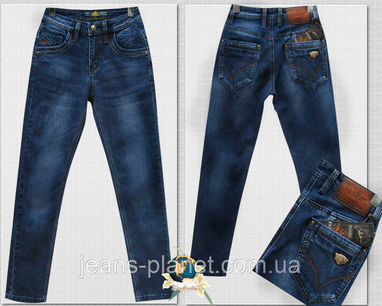 Жіночі джинси завужені на хлопчика підлітка Fangsida синього кольору, фото 1