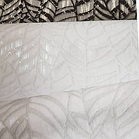 Обои метровые виниловые на флизелине Marburg Villa Lombardi геометрия абстракция листья белые на серебристом