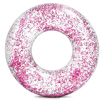 Надувний круг для плавання з блискітками 107 см Рожевий