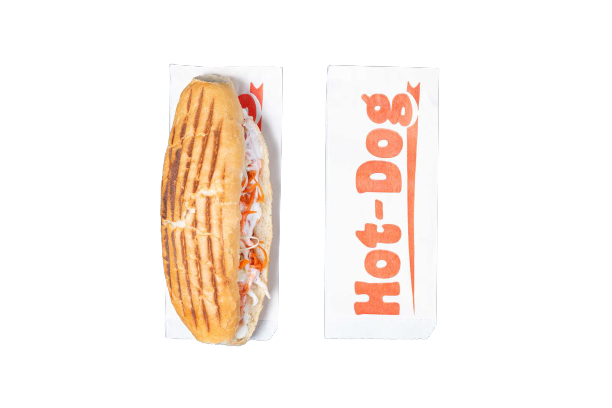 Пакет куточок паперовий Hot-Dog, 210х85 мм, білий, червоний принт