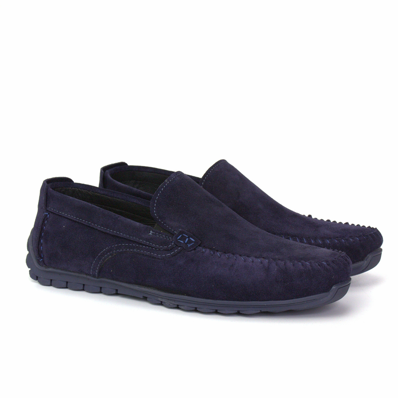 Замшеві мокасини на резинці сині чоловіче взуття великих розмірів Rosso Avangard Moccarez Blu Vel BS, фото 1