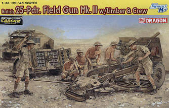 British 25 Pdr. Field Gun Mk.II w/Limber and Crew 1/35 Dragon 6675