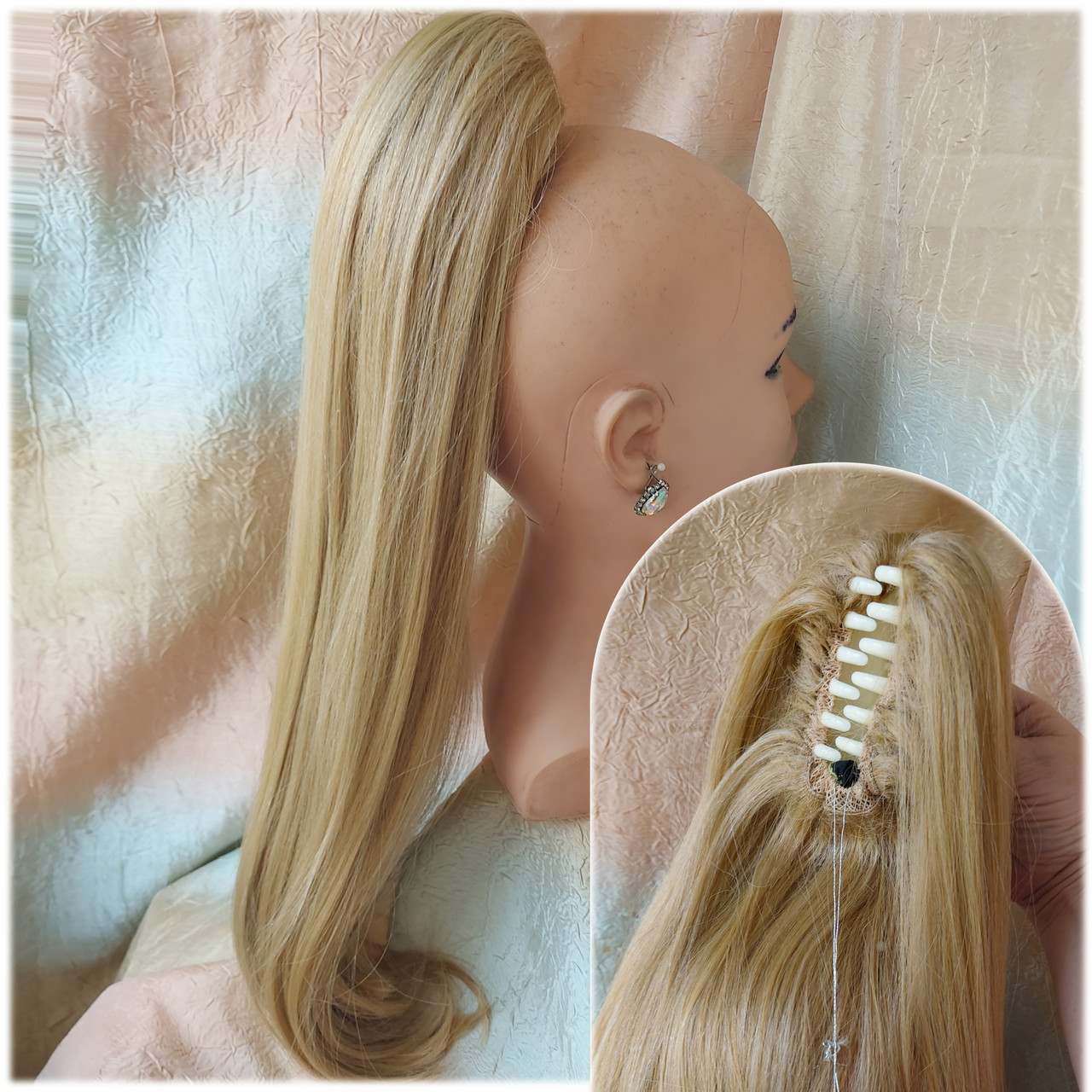 Хвіст шиньон прямий на крабі пшеничний ELEGANT Т4050- 24В, фото 1