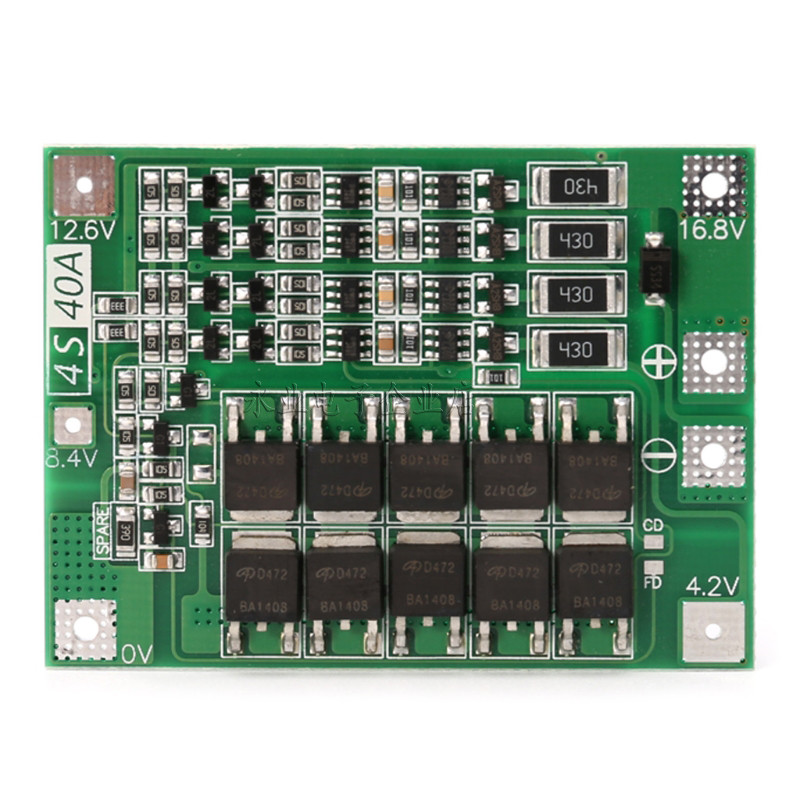 BMS 4s Контролер плата BMS з балансиром 4S Li-Ion 14.8(16,8В) В 40A