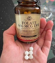 Фолієва кислота Солгар Solgar Folate 666 mcg DFE (Metafolin 400 mcg) 100 таблеток, фото 3
