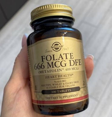 Фолієва кислота Солгар Solgar Folate 666 mcg DFE (Metafolin 400 mcg) 100 таблеток, фото 2