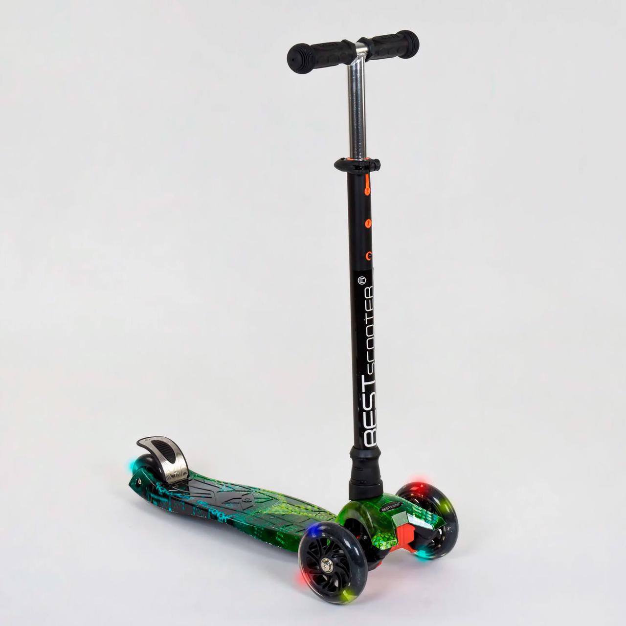 Самокат триколісний Best Scooter A 25462/779-1317 MAXI 4 міцна алюмінієва трубка, світло коліс, фото 1