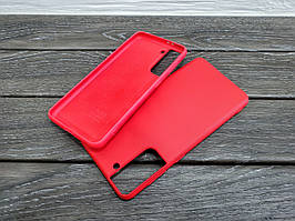 Силіконовий чохол із мікрофіброю для Samsung Galaxy S21 червоний тонкий матовий