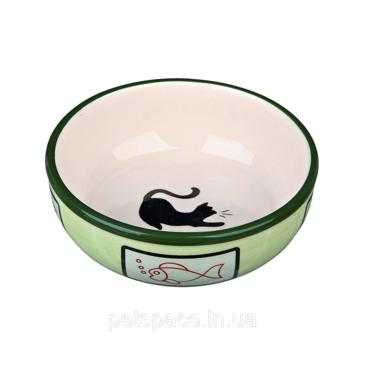 Керамічна зелена миска для котів та кішок Trixie (Тріксі) 0,35л / 12,5см, фото 1