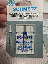 Голки "Schmetz" подвійна.Упакова 1 шт.(4 мм.номер голки 75).