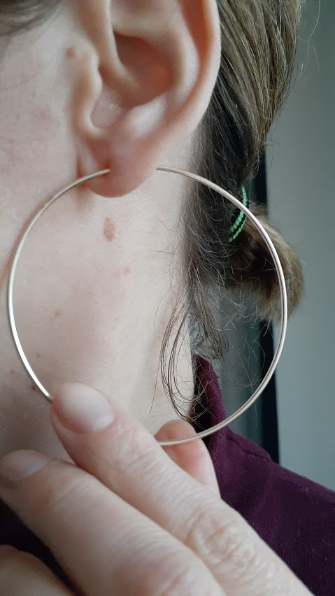 Срібні сережки кільця конго діаметром 7 см, фото 1