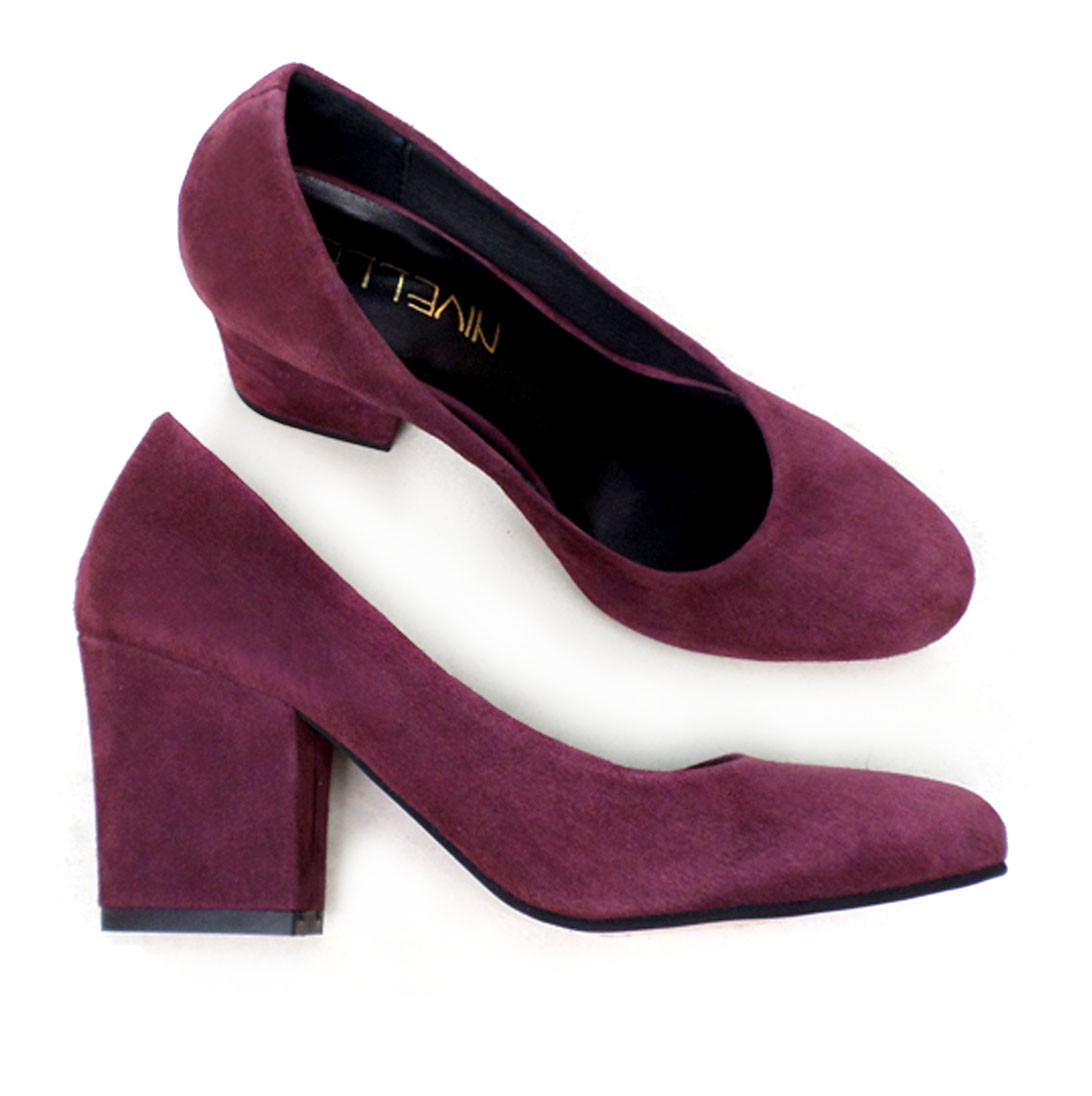 Замшевые женские туфли бордового цвета. - фото 1 - id-p522409557