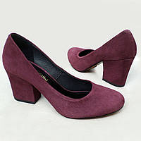 Замшевые женские туфли бордового цвета. 38 (24,5 см)