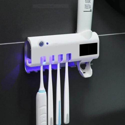 Тримач диспенсер для зубної пасти та щітки автоматичний УФ-стерилізатор Toothbrush sterilizer W-027