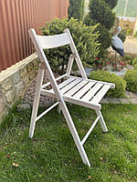 Складаний дерев'яний стілець білого кольору/Туристичний стілець складаний/Бузковий стілець розкладний/Садовий стілець