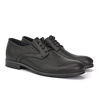 Летние туфли дерби кожаные черные на широкую ногу обувь больших размеров Rosso Avangard Derby RezBlack Perf BS