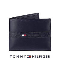 Кожаный кошелек мужской Tommy Hilfiger оригинал синий брендовый бумажник портмоне