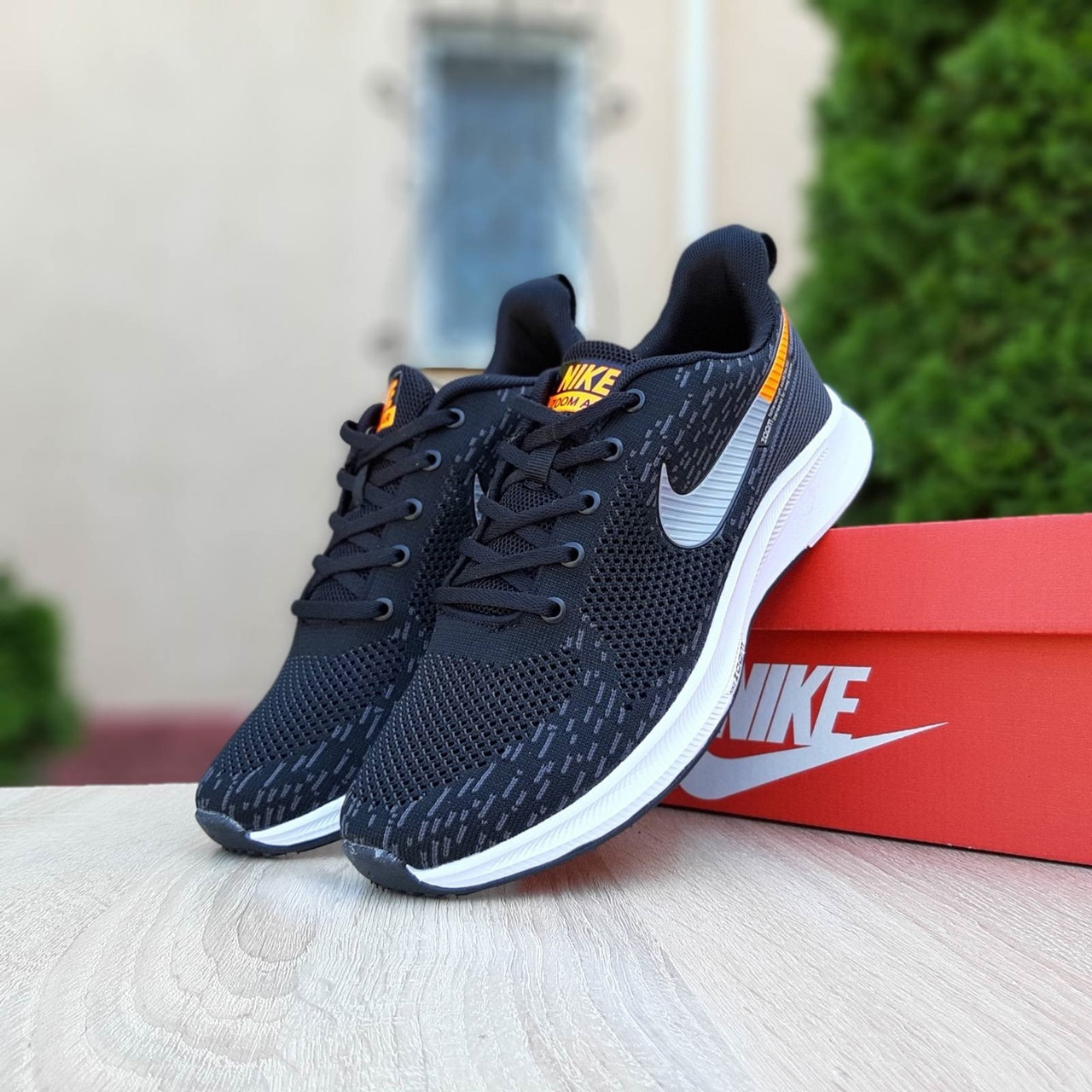 Чоловічі кросівки Nike Zoom AIR чорні з помаранчевим