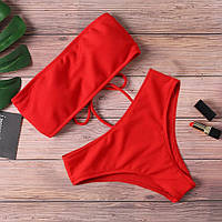 Купальник красный сексуальный раздельный комплект белья для купания летний