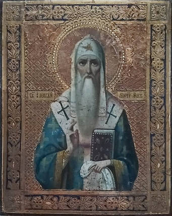 Ікона св. Алексій 19 століття Росія митрополит Київський і Московський, фото 2