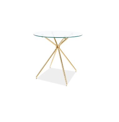 Стіл обідній Azalia метал Золото, стільниця скло Прозоре Ø 80 (SignalTM)