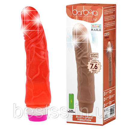 Реалістичний вібратор з мультишвидкісною вібрацією Barbara Jeff Red, фото 1