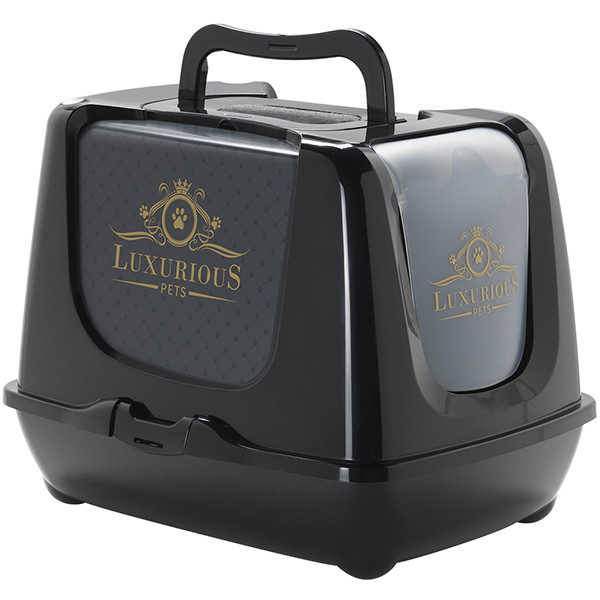 Закритий туалет для котів з вугільним фільтром та совком Moderna Trendy Cat Luxurious чорний 50х39,5х37,5 см (C245015AA), фото 1