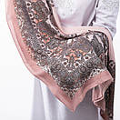 Кашемірова хустка з принтом 90х90см Блідо-рожева, фото 4