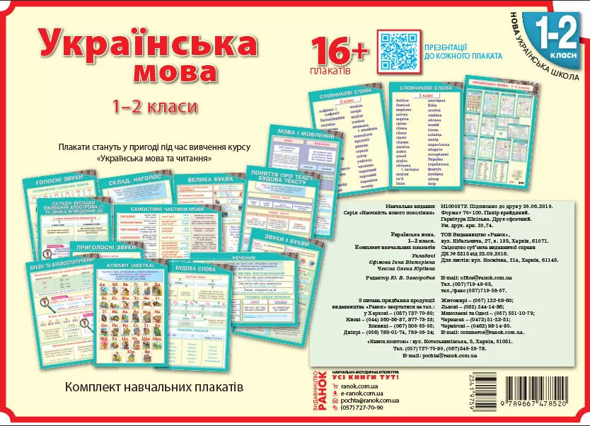 Українська мова Плакати 1-2 класи + СD диск (Укр) Ранок