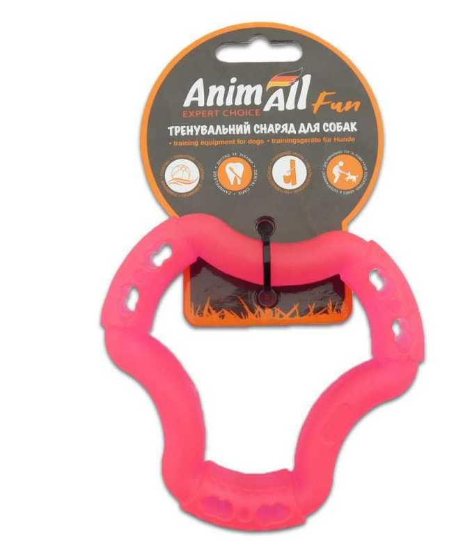 Іграшка для собак AnimAll Кільце 6 сторін з каучуку 12см коралове