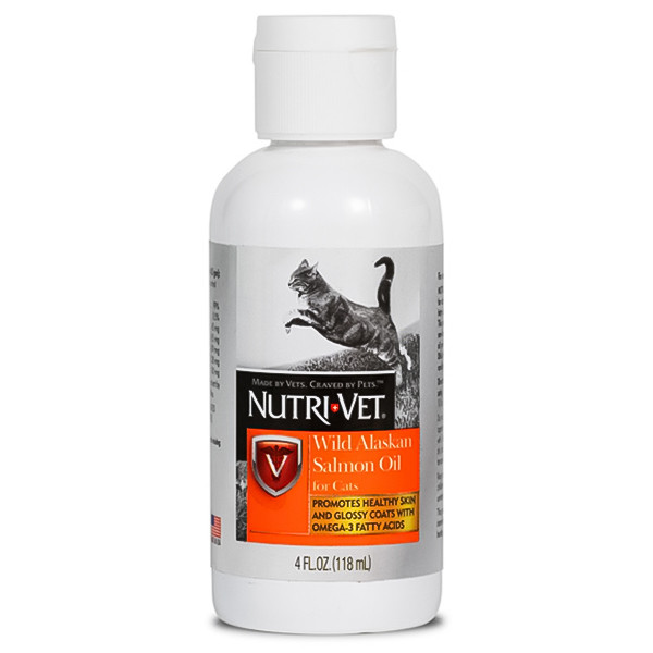 Рідка вітамінна добавка для вовни котів Nutri-Vet Wild Alaskan Salmon Oil олія дикого лосося (69949), фото 1