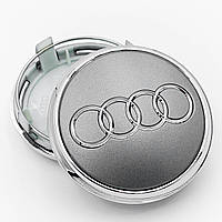 Колпачки (заглушки) в литые диски AUDI (Ауди) 77 мм Серый, ободок Хром (4L0601170)