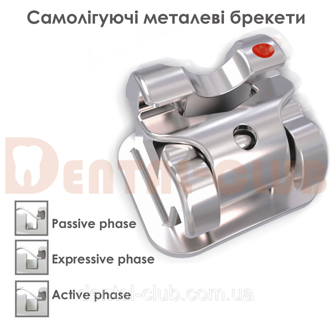 Самолігуючі металеві брекети Ortho-Star (Орто- Стар) Power актив (пруж), комплект 20 шт., 022" паз, USA (США), фото 1