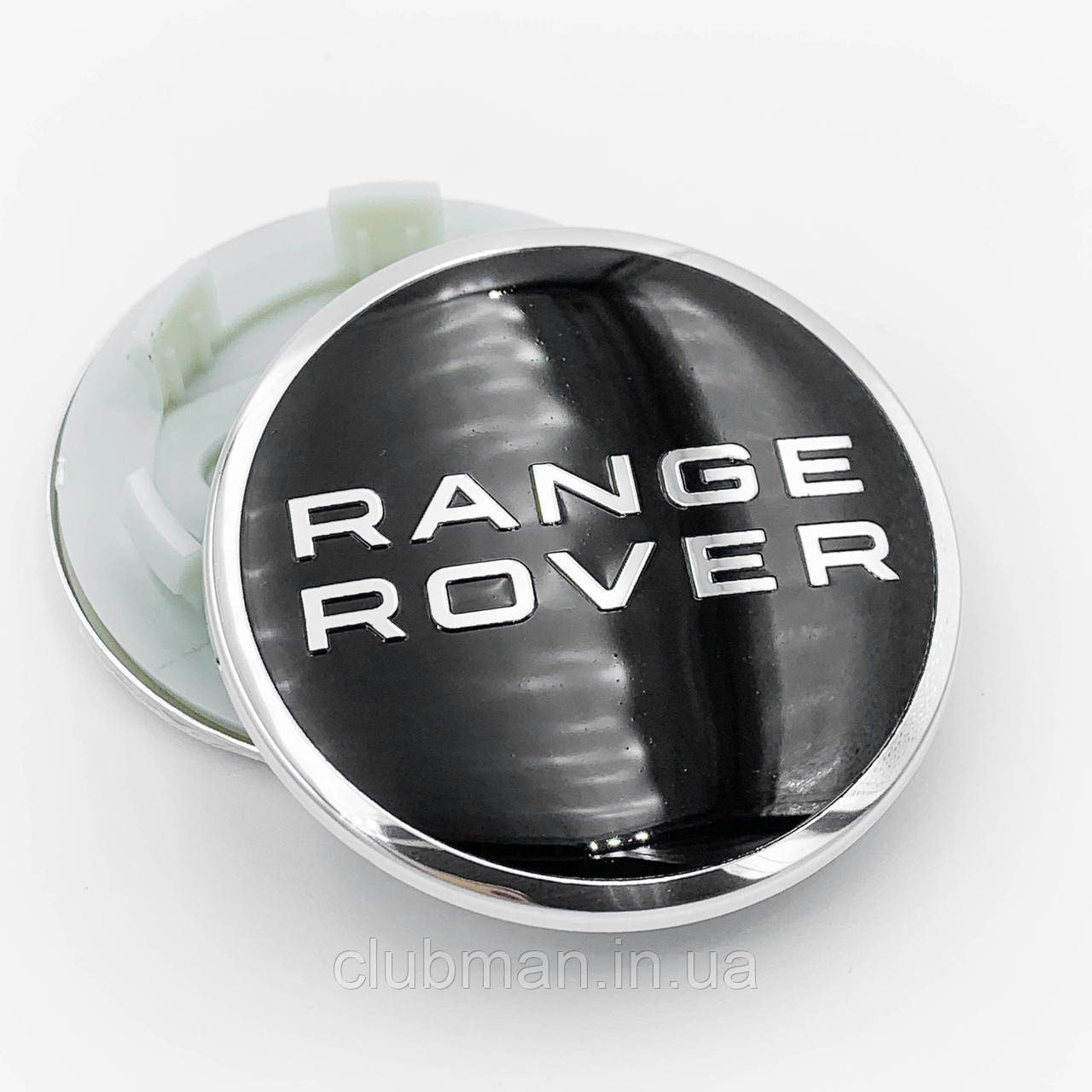 Ковпачки (заглушки) на литі диски Range Rover (Ровер) 62 мм Чорний Хром обідок