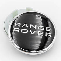 Ковпачки (заглушки) на литі диски Range Rover (Ровер) 62 мм Чорний Хром обідок, фото 3