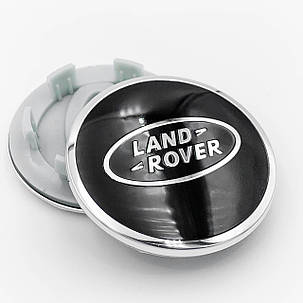 Ковпачки (заглушки) на литі диски LAND ROVER (Ленд Ровер) 62 мм Чорний Хром обідок, фото 3