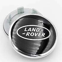 Ковпачки (заглушки) на литі диски LAND ROVER (Ленд Ровер) 62 мм Чорний Хром обідок, фото 4