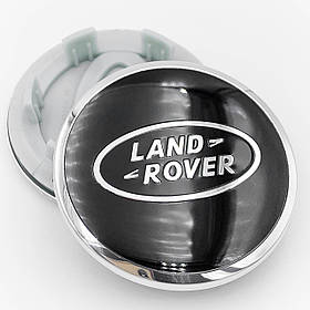 Ковпачки (заглушки) на литі диски LAND ROVER (Ленд Ровер) 62 мм Чорний Хром обідок