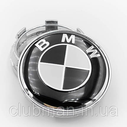 Ковпачки (заглушки) в литі диски BMW (БМВ) 60 мм Чорно білі, фото 1
