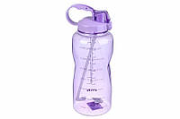 Бутылка спортивная 35 cм (фитнес-бутылка) 3 л пластиковая с прикрепленной крышкой голубая Фиолетовый