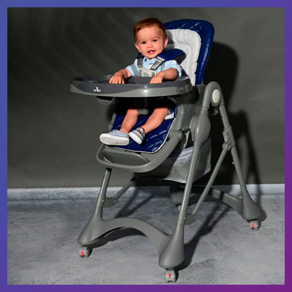 Стільчик дитячий для годування з регульованою спинкою Lorelli APPETITO Dark blue темно-синій