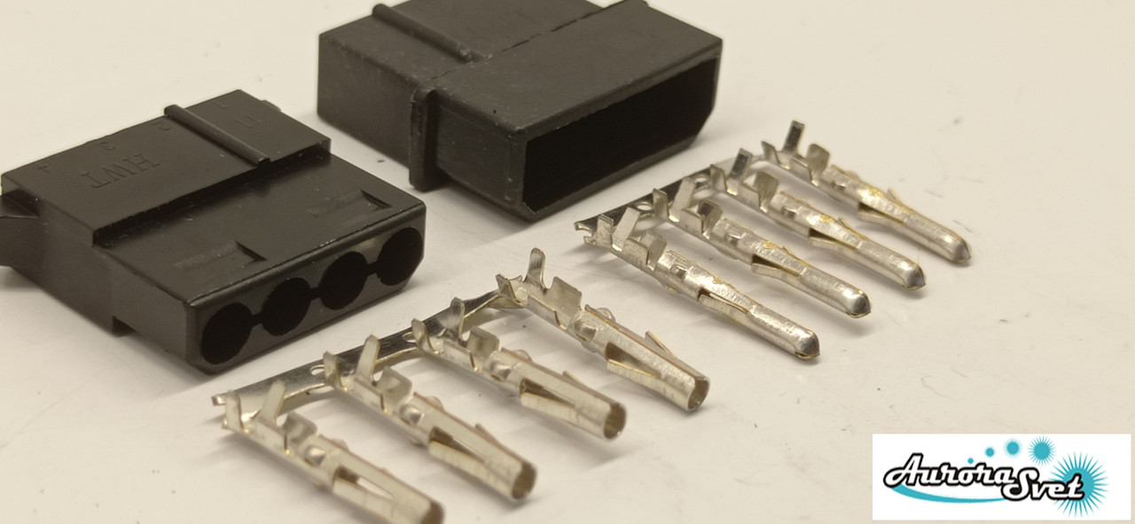 Конектор живлення PSU 4-Pin Molex збірний + контакти, корпуслект.Роз'єм блока живлення/відеокарта під обтискання